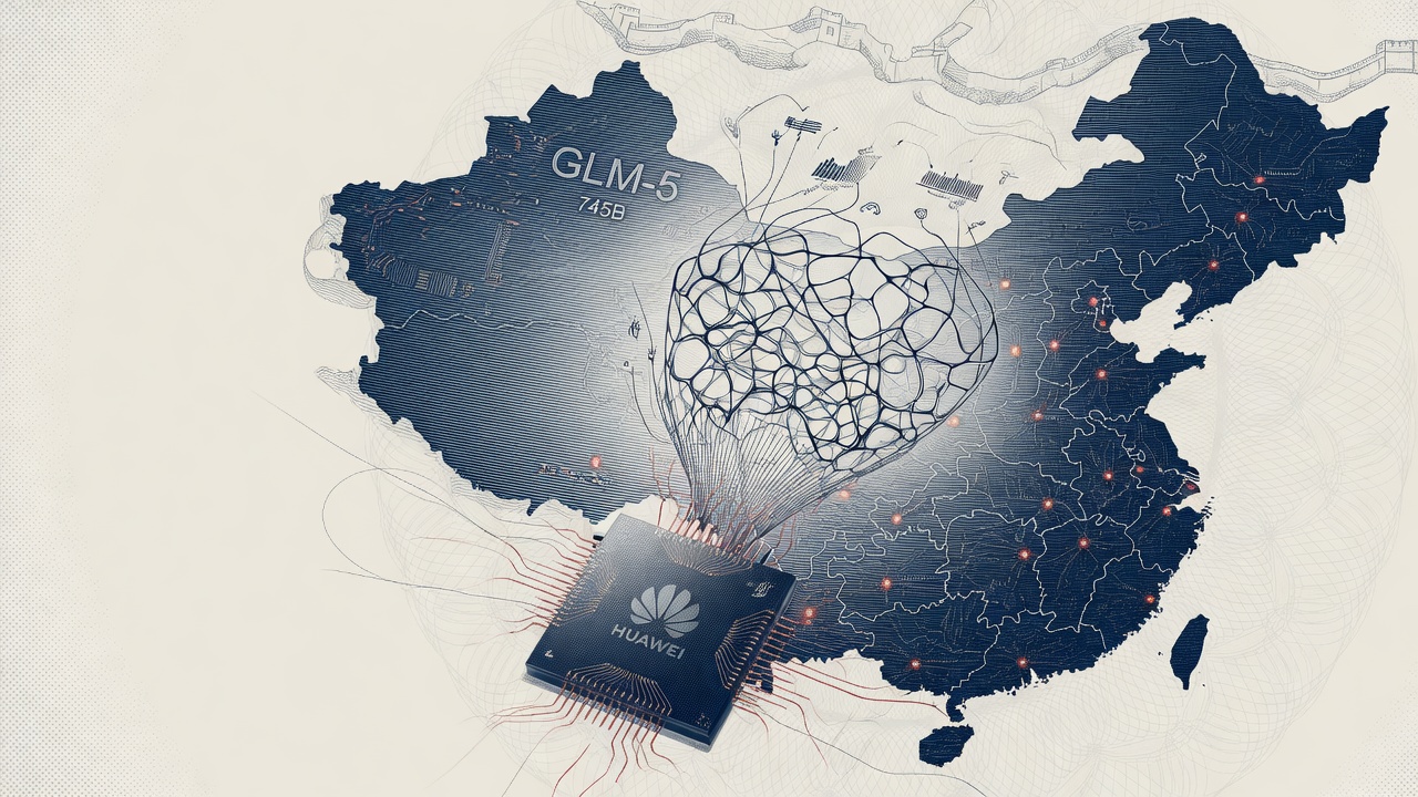 Cover illustration for Zhipu AI Releases GLM-5, 745B Open Frontier Model Trained on Domestic Chips