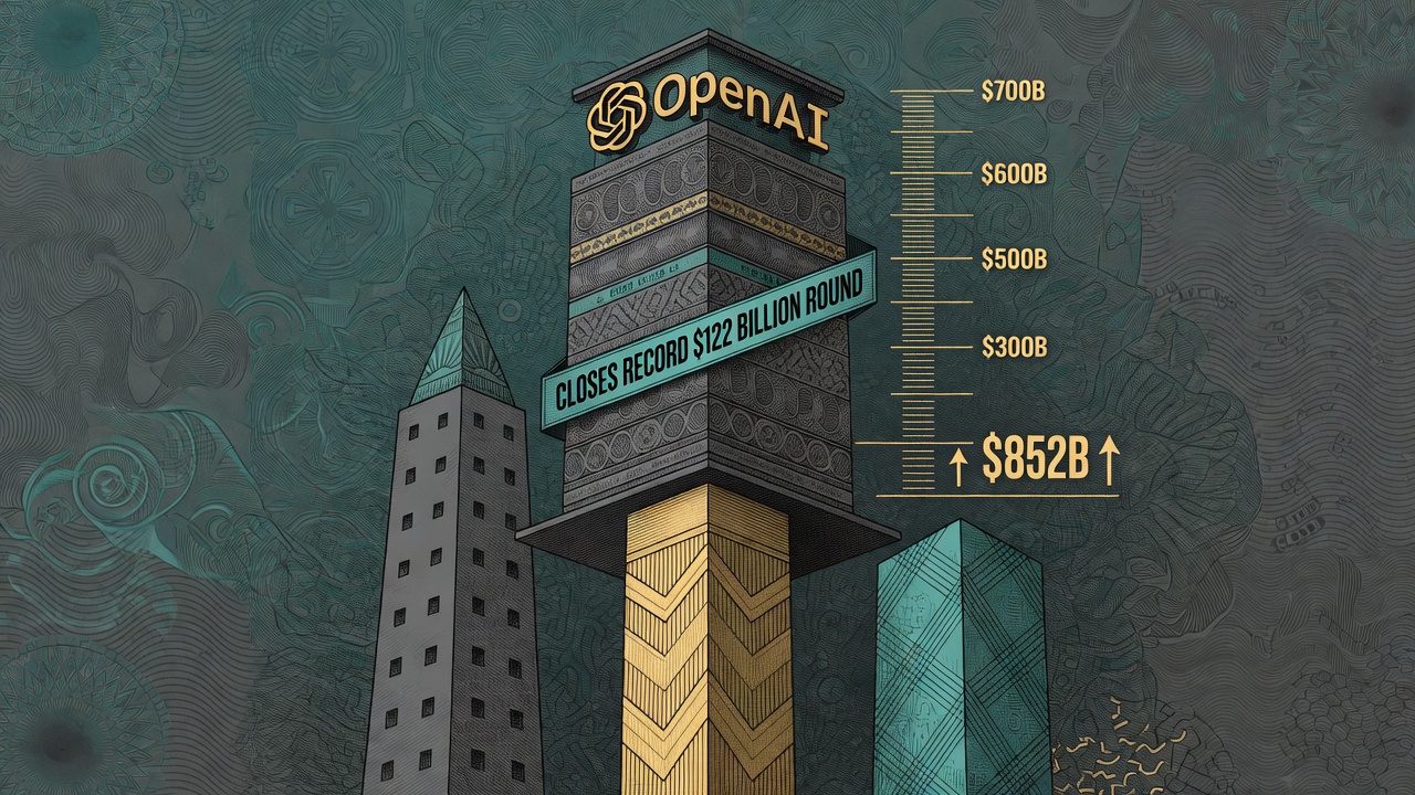 Cover illustration for OpenAI Closes Record $122 Billion Round at $852 Billion Valuation
