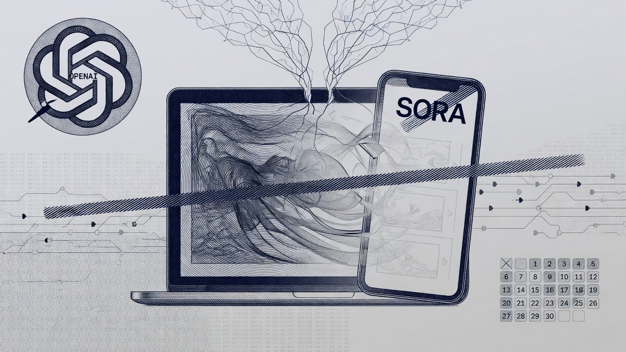 Cover illustration for OpenAI Discontinues Sora Web and App Experiences on April 26