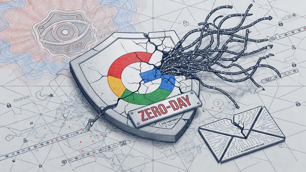 Cover illustration for Google GTIG Report Confirms First AI-Developed Zero-Day Exploit by Cybercrime Group