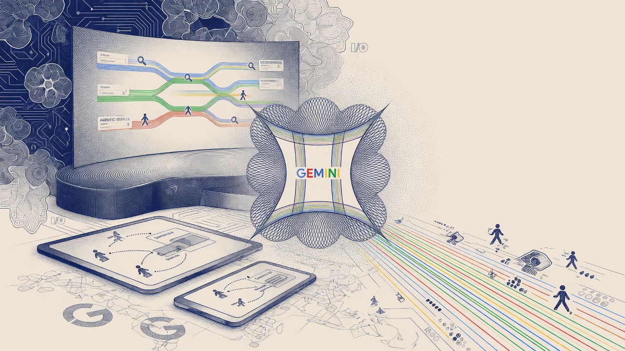 Cover illustration for Google Unveils Agentic Gemini Era at I/O 2026 with New Models, Search Agents, and Developer Tools