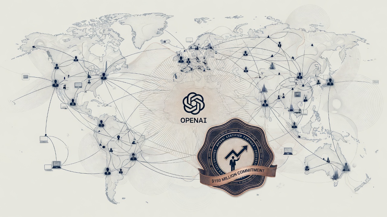 Cover illustration for OpenAI Launches Partner Network With $150 Million to Certify 300,000 Consultants