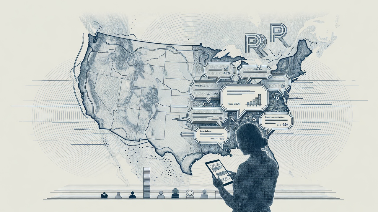 Cover illustration for Pew: About Half of U.S. Adults Now Use AI Chatbots