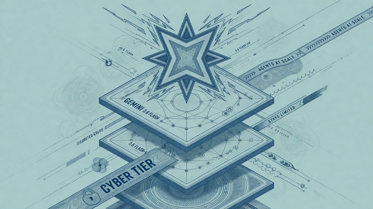 Cover illustration for Google Ships Gemini 3.6 Flash and 3.5 Flash-Lite; Cyber Tier Stays Limited
