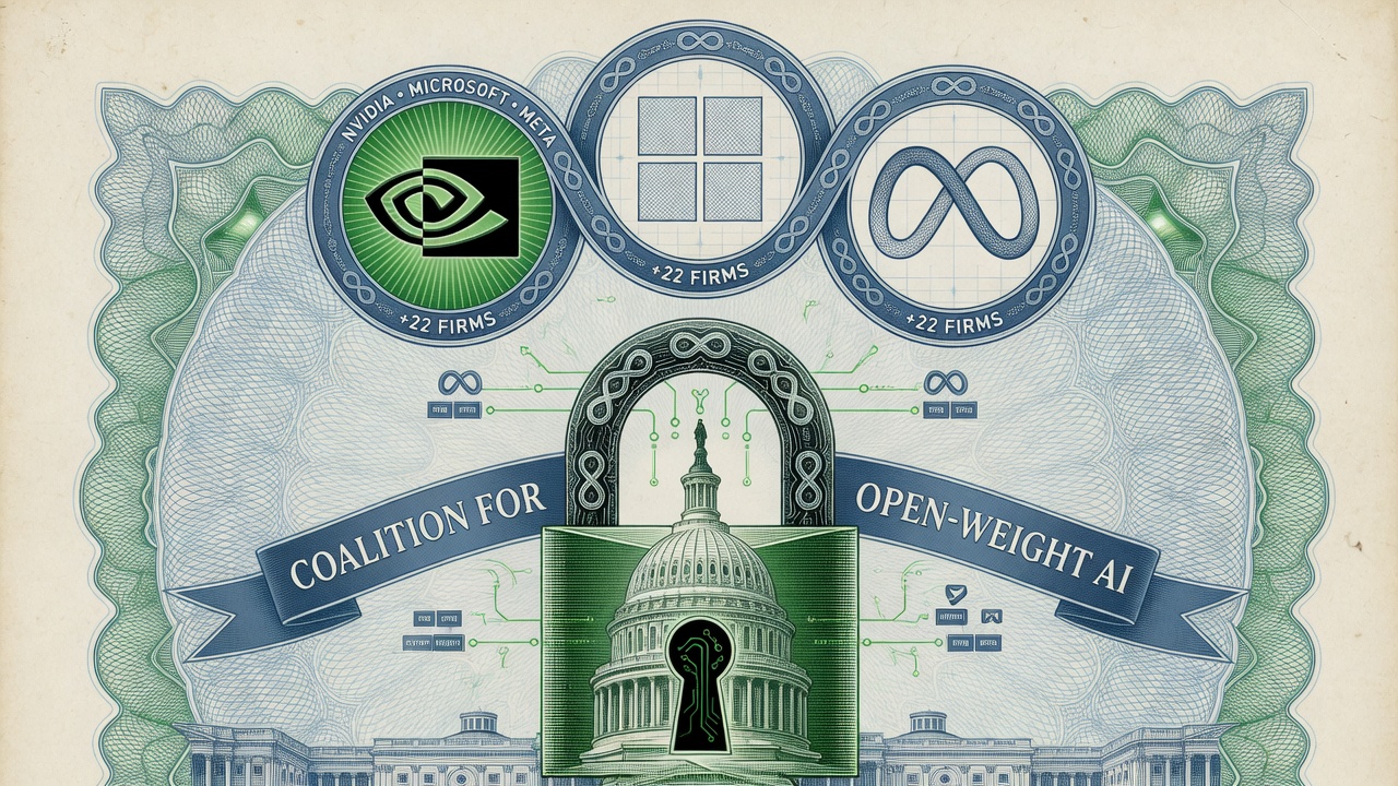 Cover illustration for Nvidia, Microsoft, Meta Lead 25-Firm Letter Defending Open-Weight AI Models