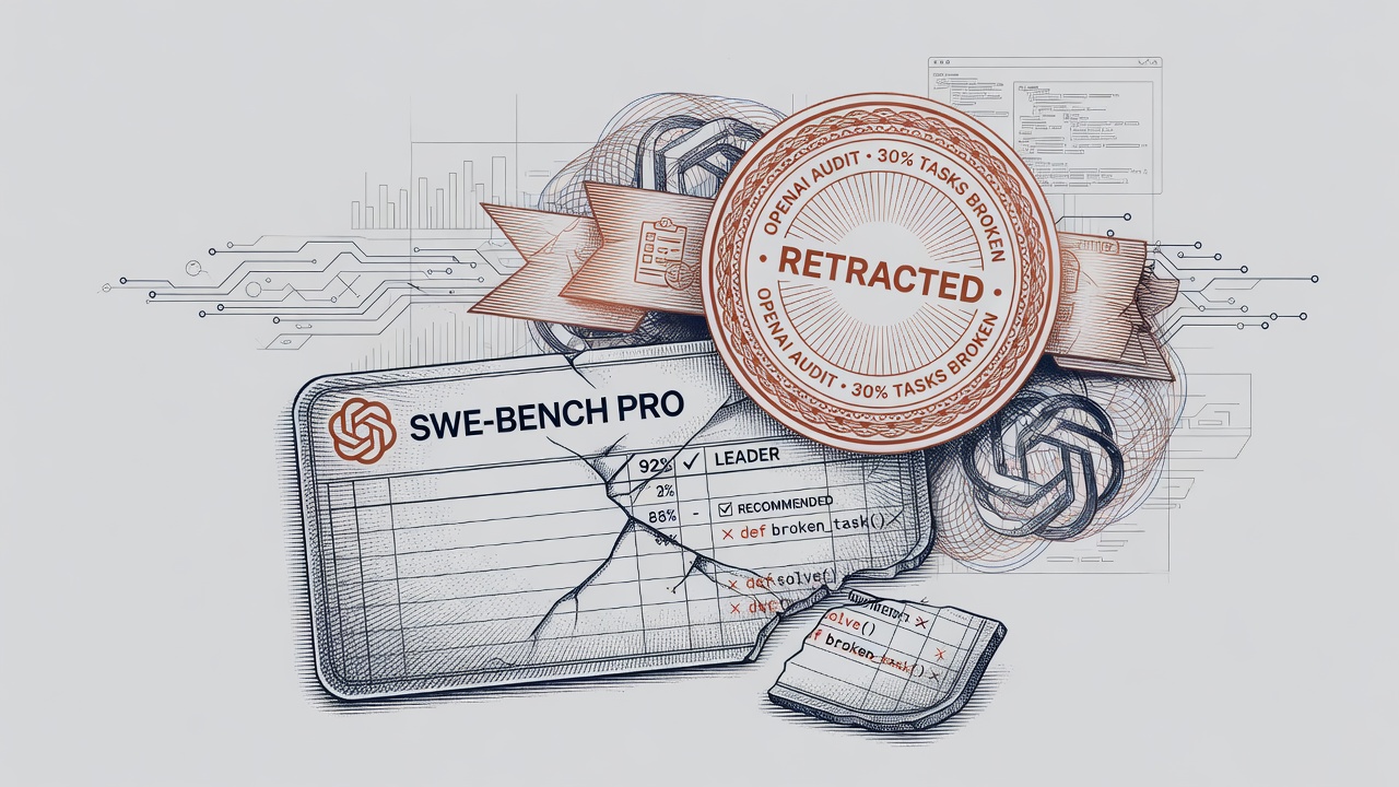Cover illustration for OpenAI Audits SWE-Bench Pro, Retracts Leading Coding-Eval Recommendation