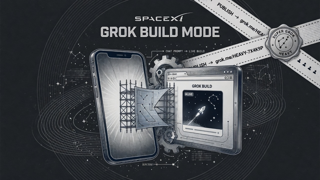 Cover illustration for SpaceXAI Launches Grok Build Mode for SuperGrok Heavy