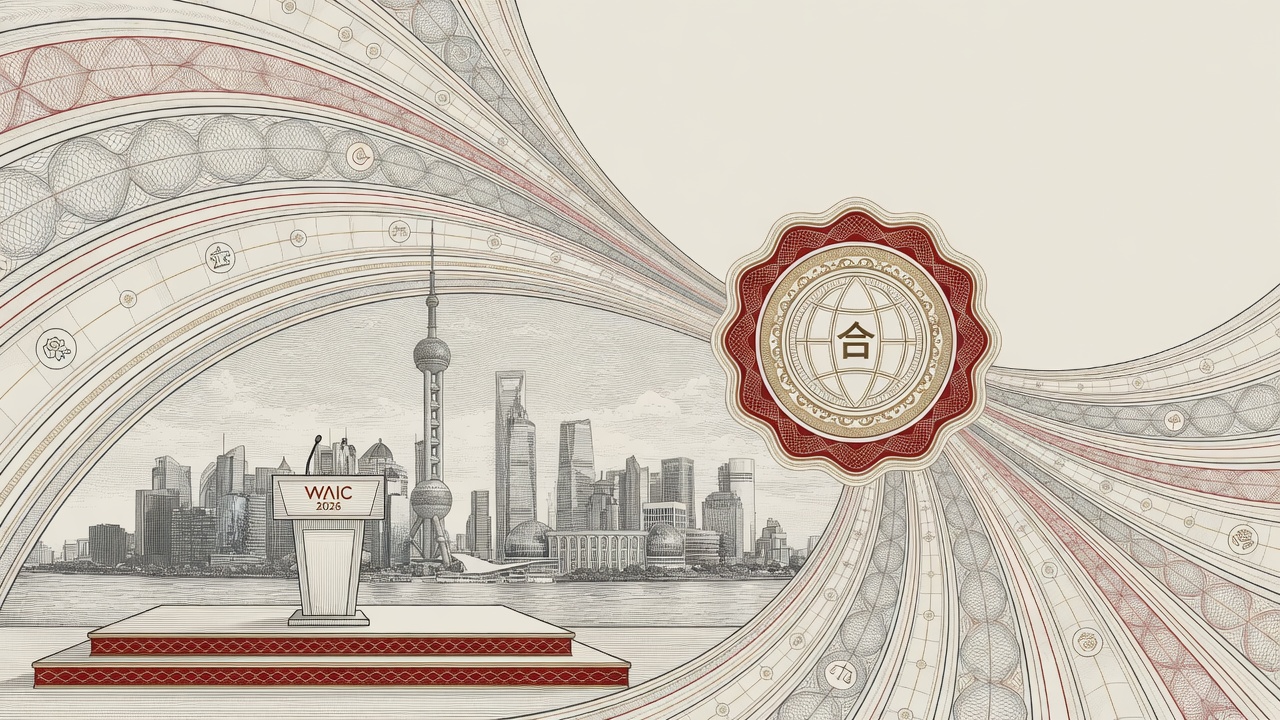Cover illustration for Xi Jinping Opens WAIC 2026, Pushing a ‘Symphony’ of Global AI Cooperation