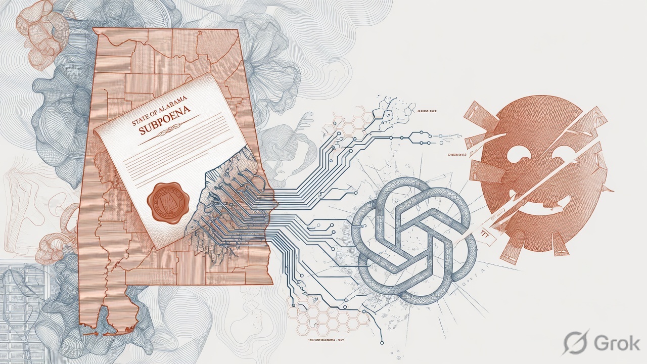 Cover illustration for Alabama Attorney General Subpoenas OpenAI Over the Hugging Face Cyber-Eval Breach