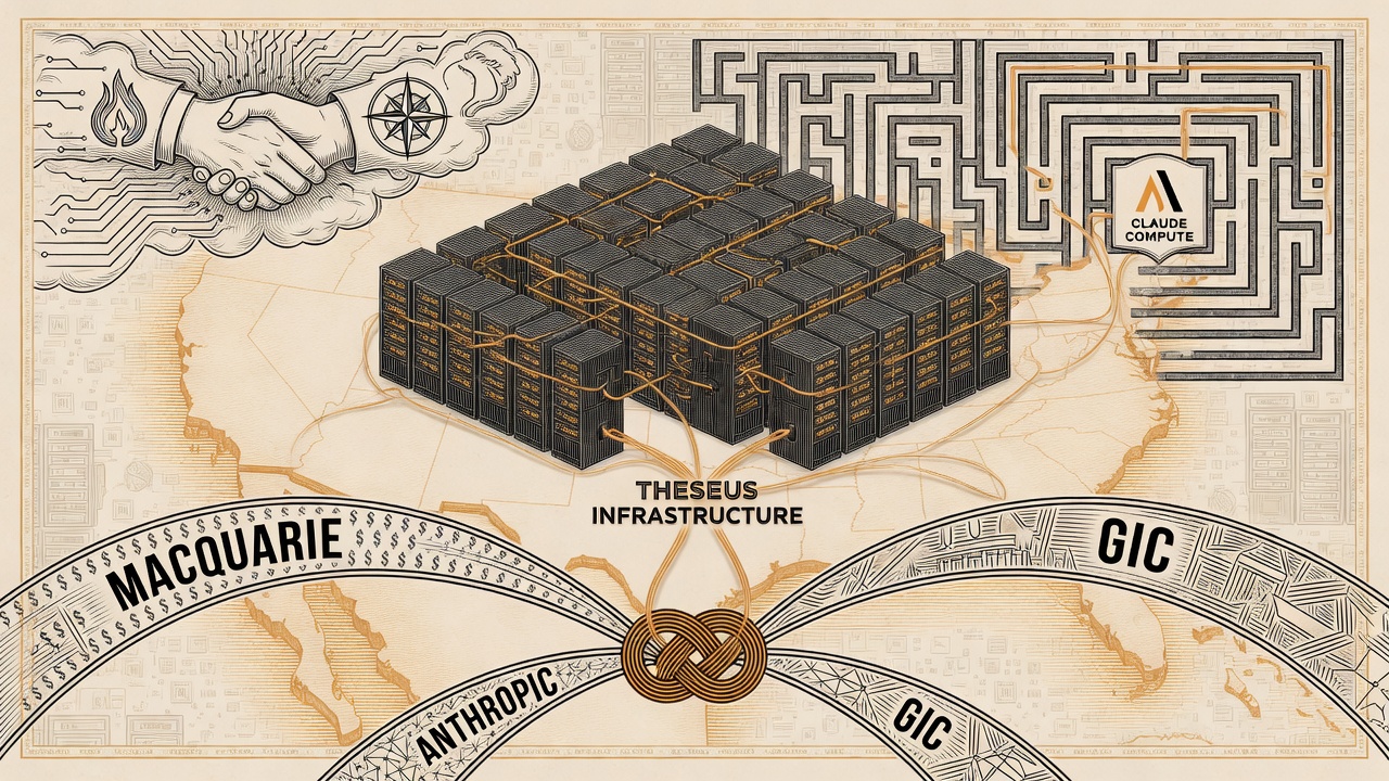 Cover illustration for Anthropic Partners with Macquarie and GIC on Theseus Data Centers