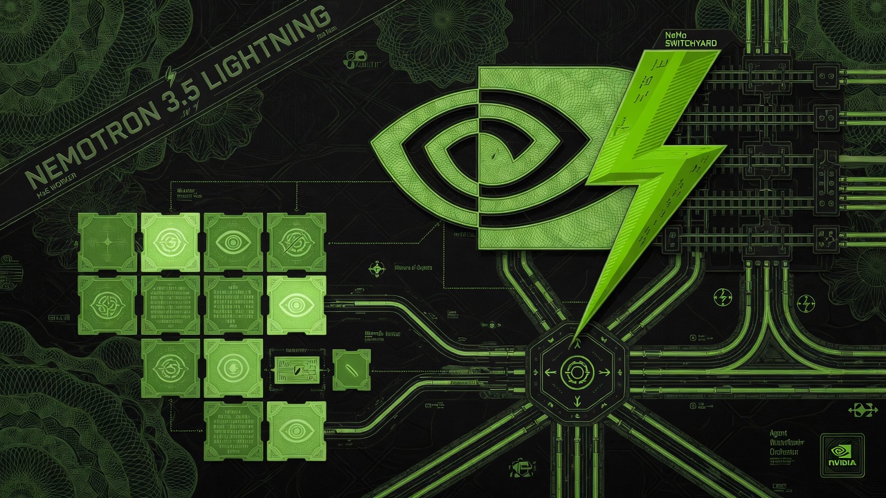 Cover illustration for NVIDIA Ships Nemotron 3.5 Lightning and NeMo Switchyard