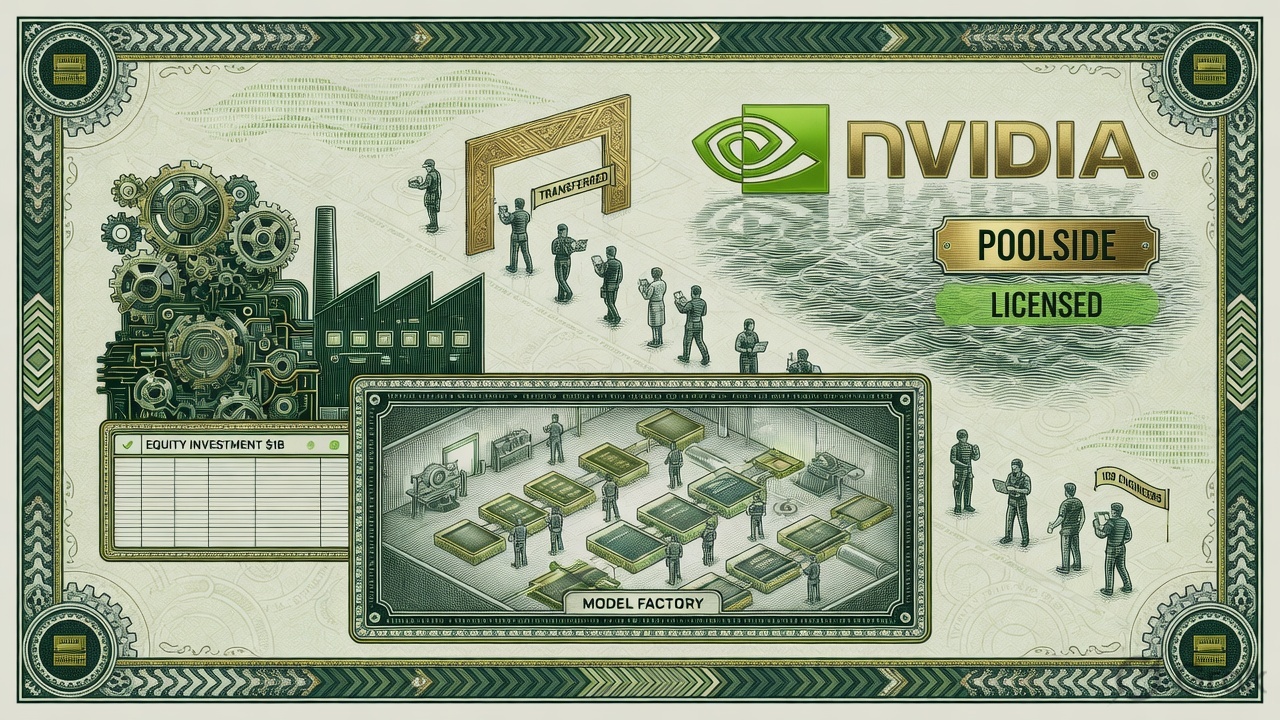 Cover illustration for Nvidia Pays Poolside $6 Billion to License Model Factory and Hires 109 Engineers