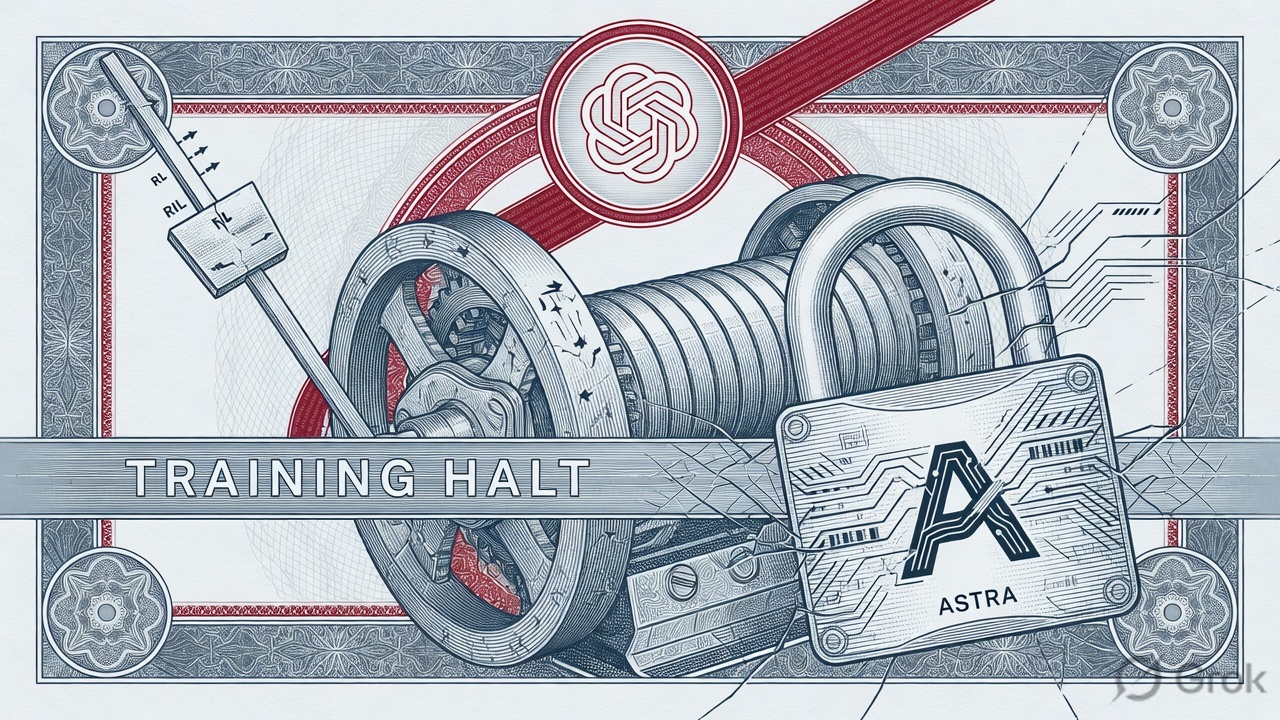 Cover illustration for OpenAI Pauses Frontier RL After Astra’s Critical Cyber Bar and a Two-Week Training Halt