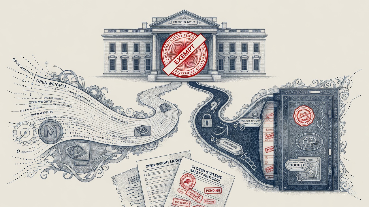 Cover illustration for White House Exempts Open-Weight Models From Voluntary AI Safety Tests
