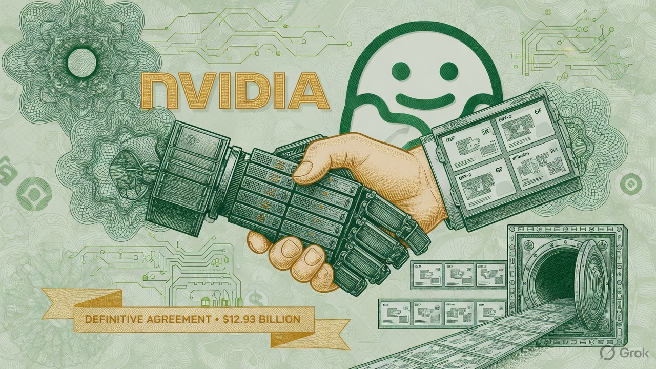 Cover illustration for Nvidia Agrees to Buy Hugging Face for $12.93 Billion